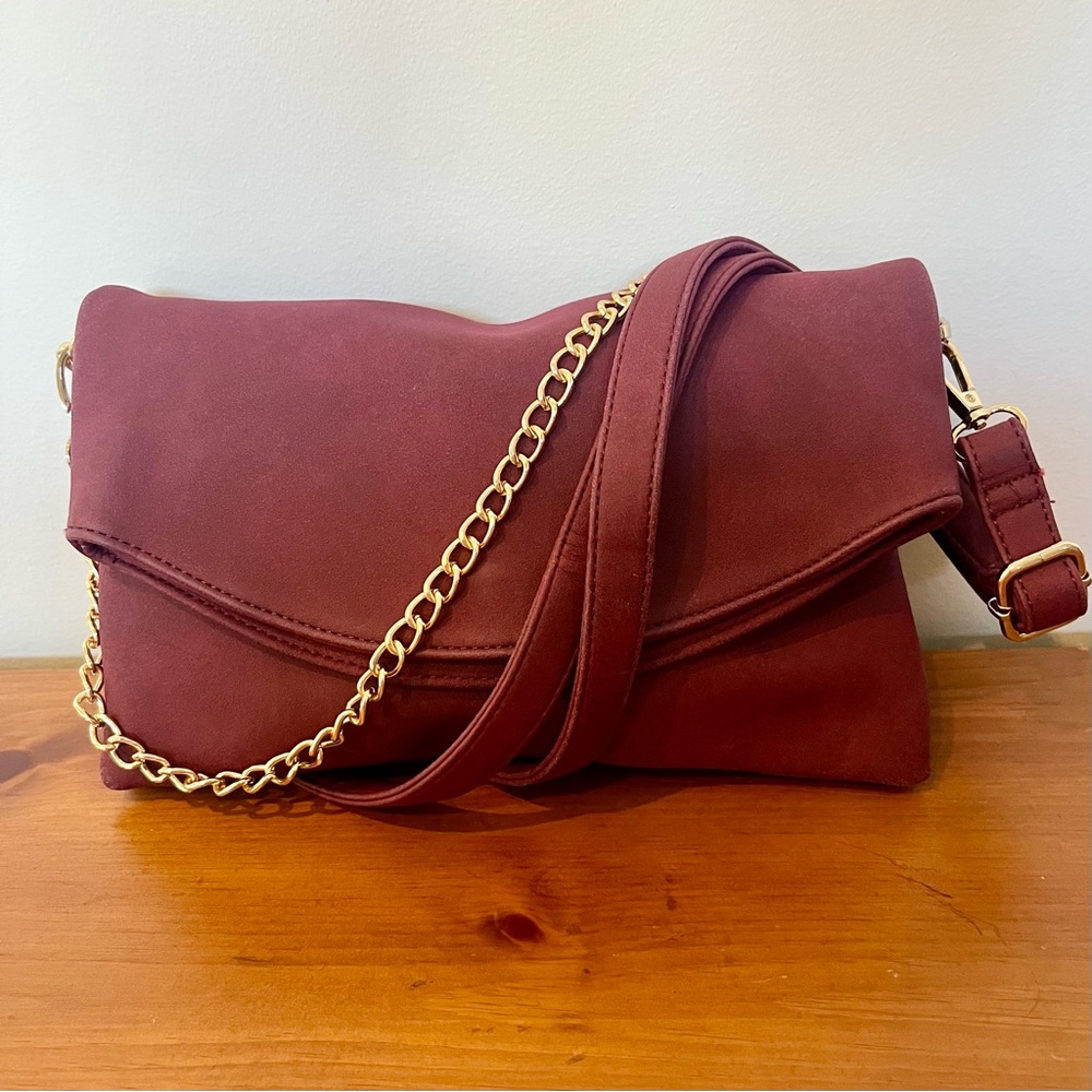 3 in 1 Burgundy Clutch, Shoulder Bag, and Crossbody Bag